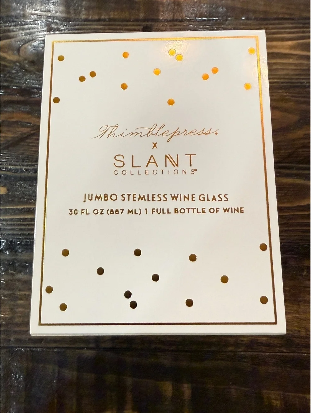 Slant Jumbo Stemless Wine Glass | Holds 1 Full Bottle of Wine (30 oz)